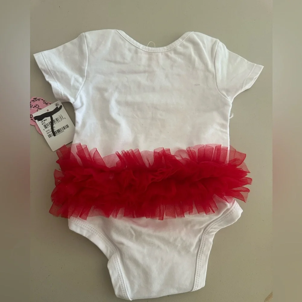 Popatu White Onesie with Red Tutu and Gold 'Santa Baby'